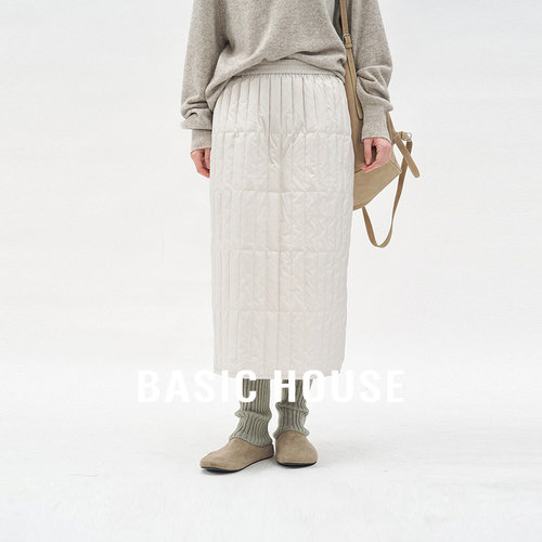 Basic House/百家好轻薄羽绒半身裙冬季新款高腰加厚中长款A字裙