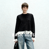 百家好花瓣拼接长袖 Basic House 毛衣女冬通勤圆领可外穿内搭上衣