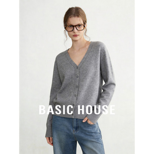 女春夏舒适百搭外搭毛衫 百家好灰色宽松显瘦针织开衫 House Basic