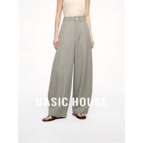 Basic House/百家好简约休闲风阔腿裤女松弛感显瘦垂感长裤秋季