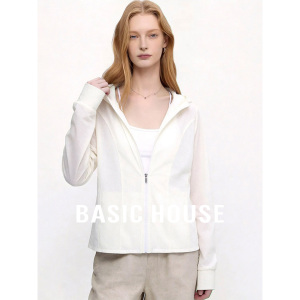 Basic House/百家好夏季新款宽松连帽防晒外套女2026百搭拉链上衣
