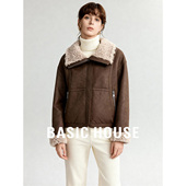 Basic 皮毛一体外套女pu皮保暖上衣 短款 House 百家好2026秋冬新款