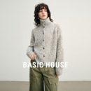 Basic House/百家好绵羊毛高领短款毛衣秋冬百搭针织开衫上衣女
