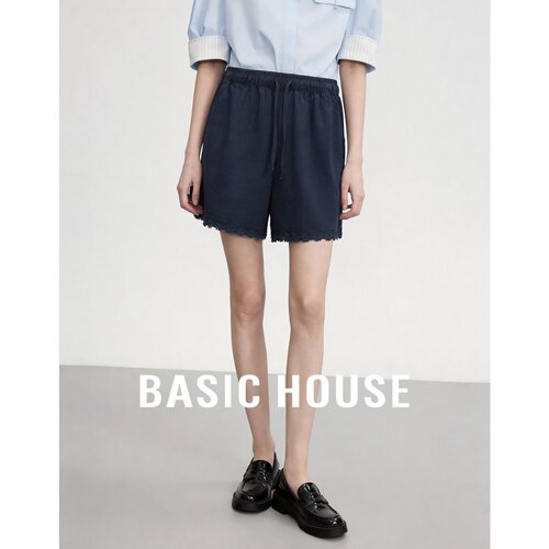 Basic House/百家好莱赛尔休闲度假抽绳短裤女夏宽松百搭休闲显瘦