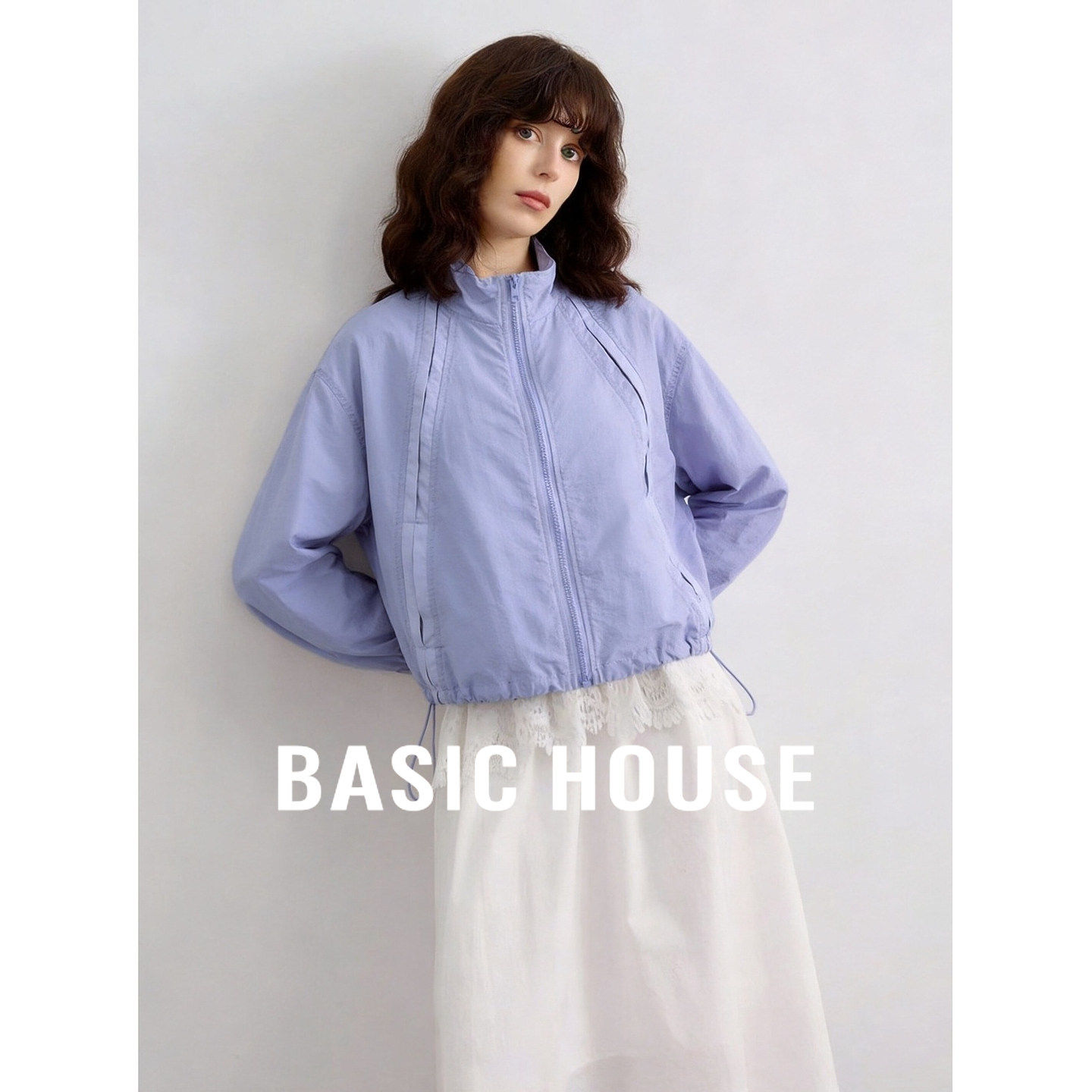 Basic House/百家好26夏季新款立领休闲短款外套女轻薄款防晒衣
