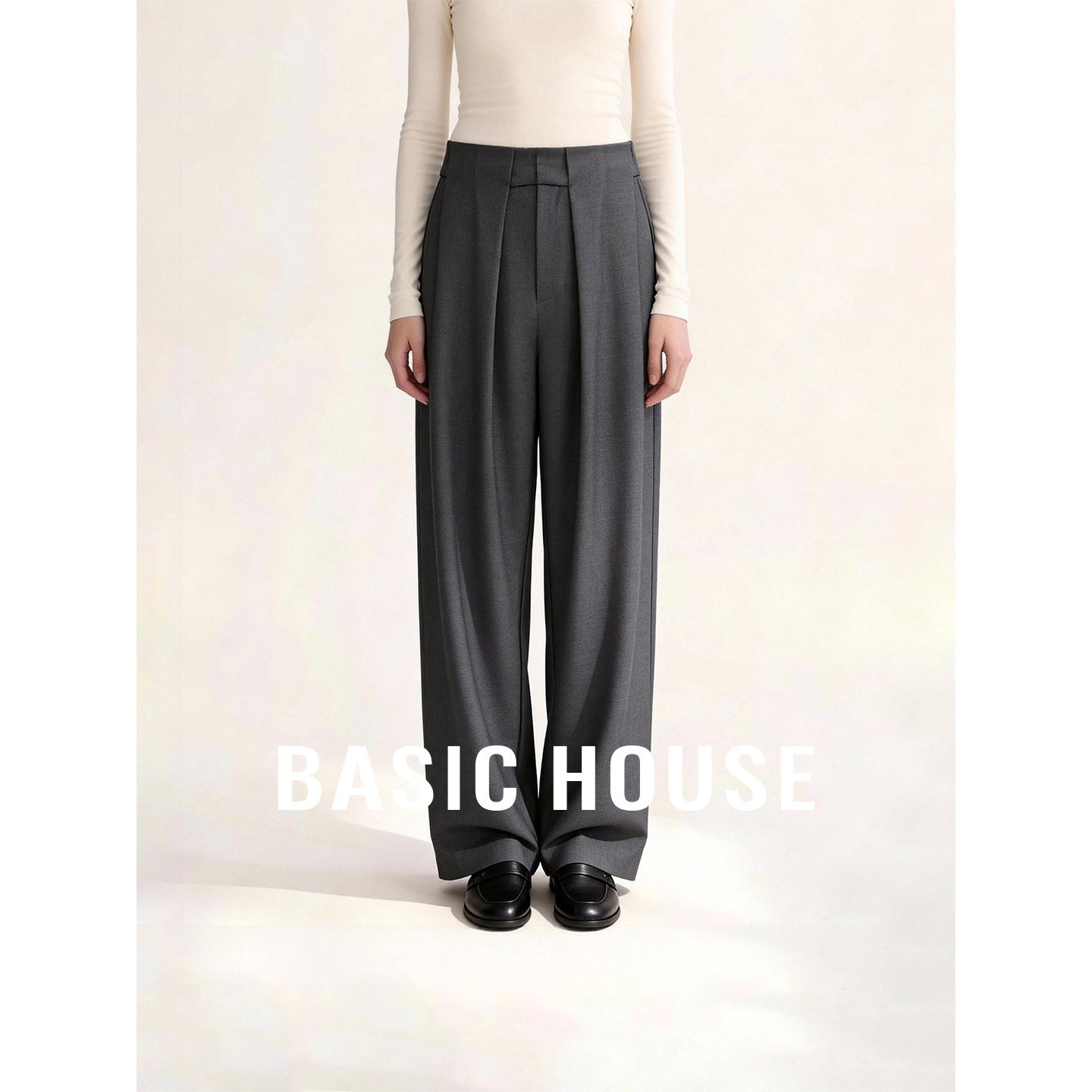 Basic House/百家好纯色醋纤西装裤女春通勤休闲百搭阔腿休闲裤,女装/女士精品,休闲裤,淘宝优惠券,粉丝福利购,淘宝优惠卷