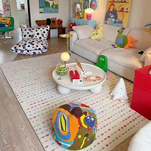 彩色多巴胺现代简约奶油风彩色卡通客厅茶几沙发地毯衣帽间儿童房