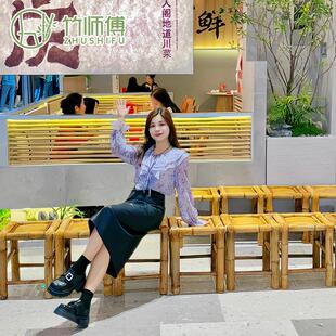 老式复古户外竹椅椅子儿童靠背椅四川竹编椅子小竹凳火锅围炉煮茶