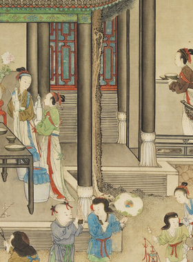 清姚文瀚岁朝欢庆图高清微喷画临摹画稿客厅办公装饰画挂画心