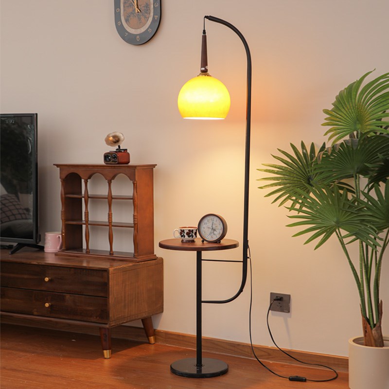 客厅沙发法式中古落地灯高级感复古南瓜氛围灯卧室床头柜一体台灯