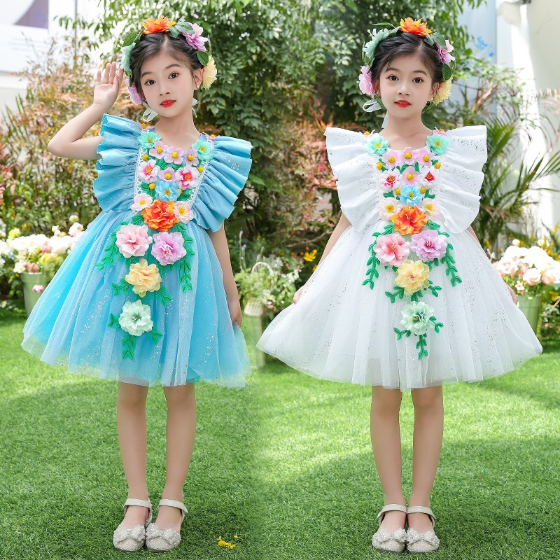 六一勇气大爆发蓬蓬纱裙公主裙女童合唱服花朵裙我们的祖国是花园