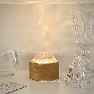 旋转水波纹光影灯网红拍照投影灯床头桌面小夜灯卧室浪漫氛围灯