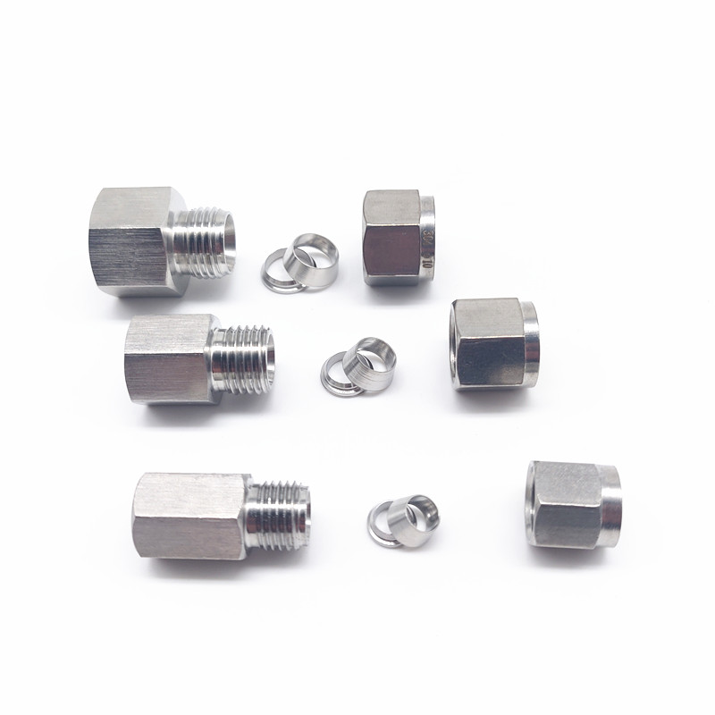 304不锈钢压力表接头681012内螺纹直通2分4分仪表内丝卡套M20*1.5