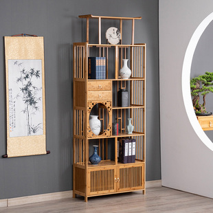 新中式博古架茶架子展示架楠竹客厅隔断茶具茶叶收纳柜茶柜置物架
