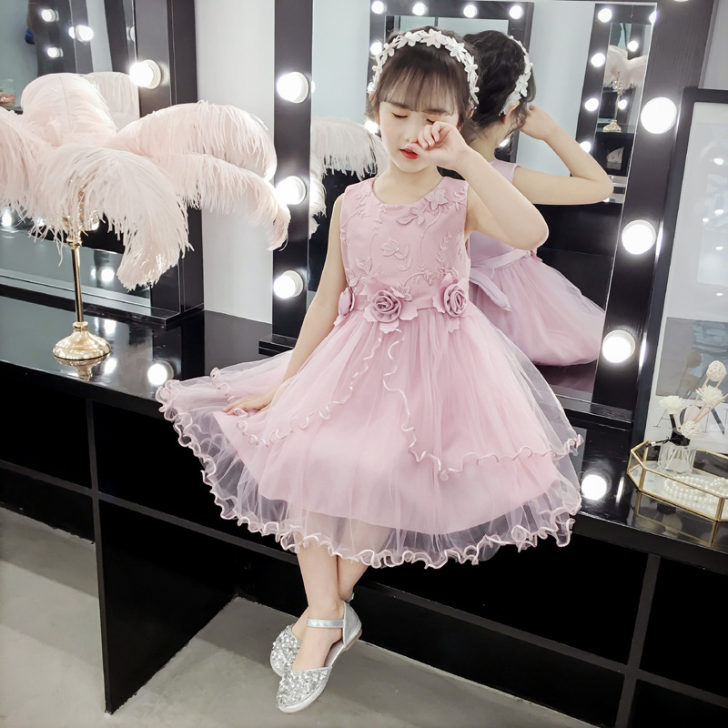 女童连衣裙夏装2021新款儿童装吊带无袖洋气公主裙女孩蓬蓬纱裙子