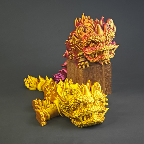 3D打印中式舞狮醒狮貔貅玩具手办桌面装饰创意礼物鱼缸造景摆件