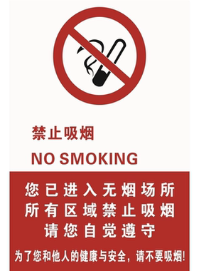 禁止吸烟提示牌酒店电梯内室内禁止吸烟提示牌贴纸标志标识警示牌
