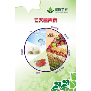 人体七大营养素和食物来源养生医学健康常识知识宣传背胶海报