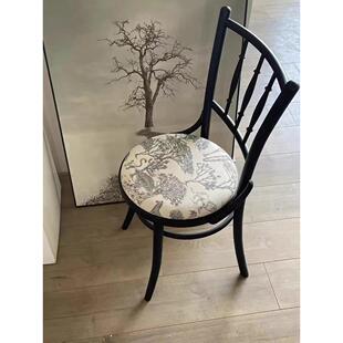 北欧实木藤编餐椅侘寂风餐厅咖啡厅复古椅简约靠背家用设计师椅子