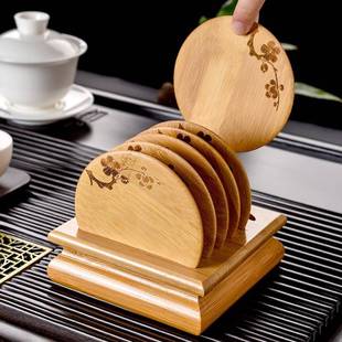 梅花茶杯垫功夫茶具隔热垫家用茶杯隔热垫套装 实木杯垫日式 木碗垫