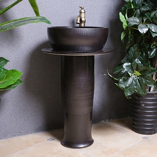 户外阳台陶瓷立柱式洗手脸盆台柱家用面盆花园工业手池庭院卫生间