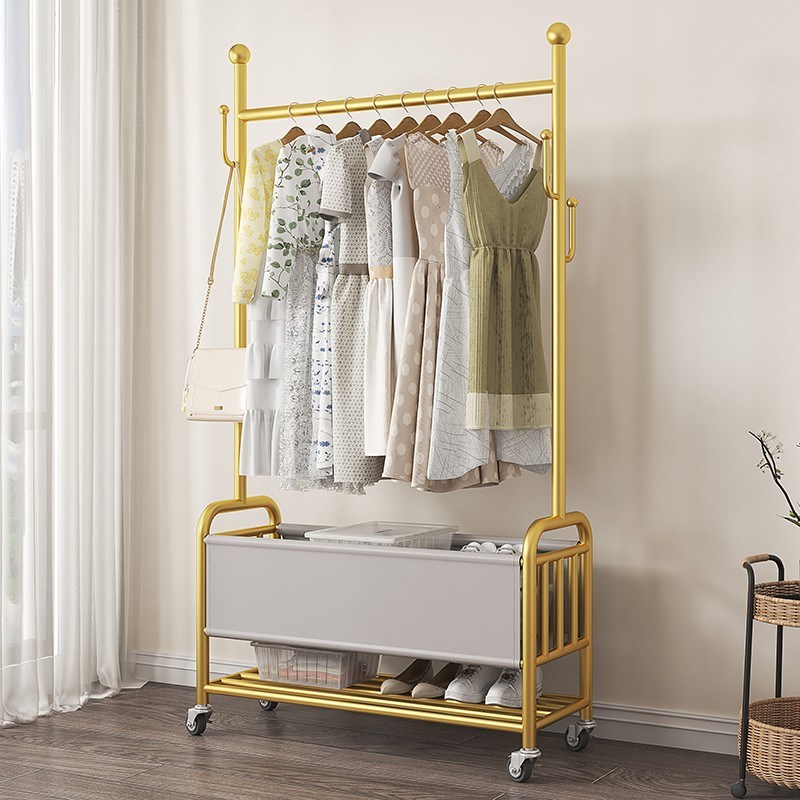 移动衣帽架室内简易晾衣架卧室落地挂衣架家用隔夜衣服收纳置物架