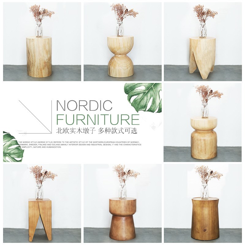 实木墩子原木树墩根雕圆木凳子摆件树桩花架底座茶几凳家用矮凳