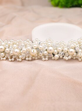 新娘头饰珍珠水晶手工头花婚纱韩式水钻结婚饰品