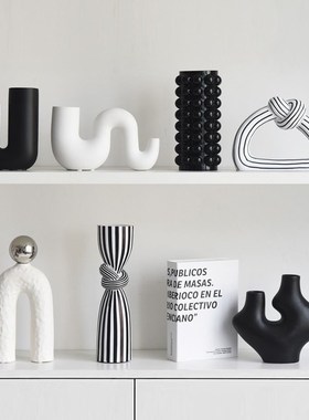 高档现代抽象条纹艺术个性小众样板间家居装饰品酒柜摆设客厅摆件