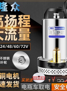 直流潜水泵12V24V48V60V72V电瓶车泵菜园农田灌溉浇地神器抽水机