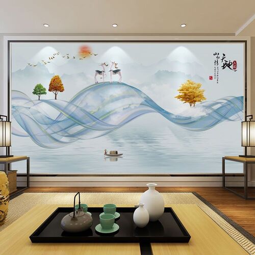 电视背景墙装饰客厅墙画大张一整张沙发3d立体墙贴画墙面背景布