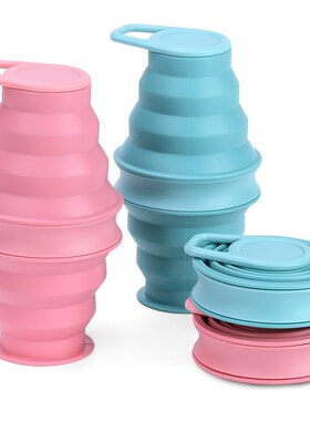 礼品定制logo折叠杯创意户外骑行水壶伸缩水瓶便携外出硅胶水杯