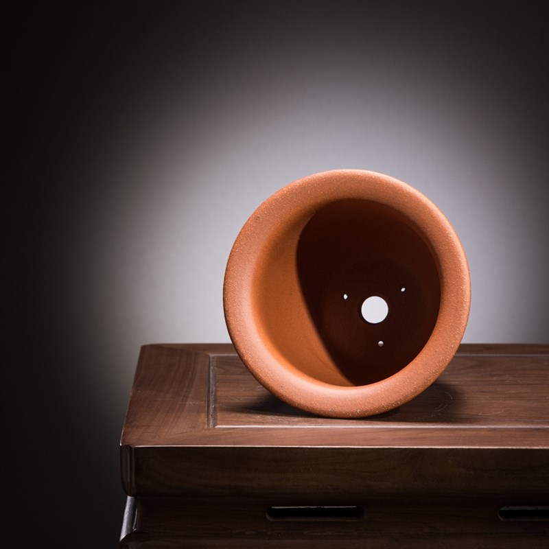 新款促销精品定制级泥料制作五道素精品李记带底座托盘紫砂小圆盆