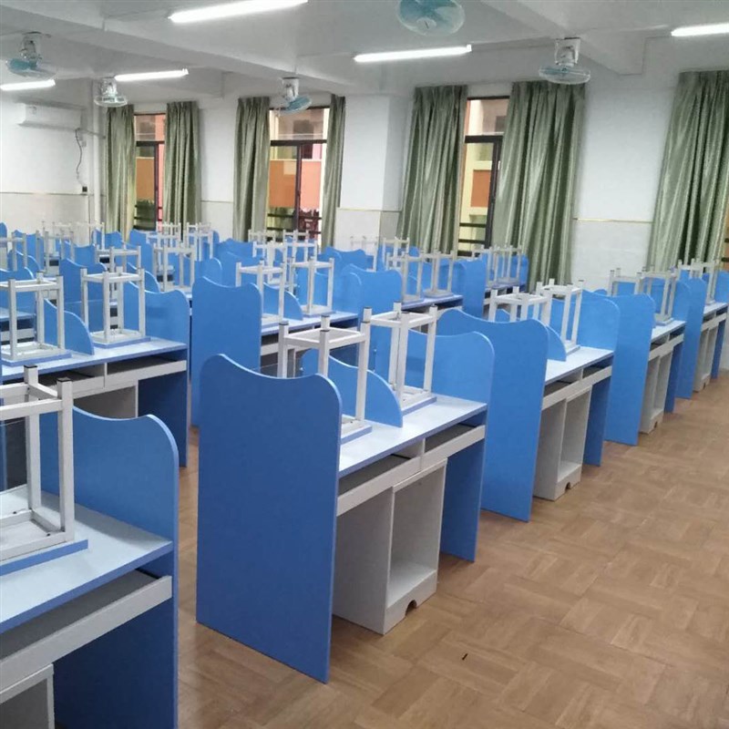 学校机房语音室双人电脑桌驾校考试学生辅导培训班学习课桌椅定制