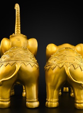 铜大象摆件一对吸水铜象招镇高级感客厅玄关财铜制大号黄铜大象