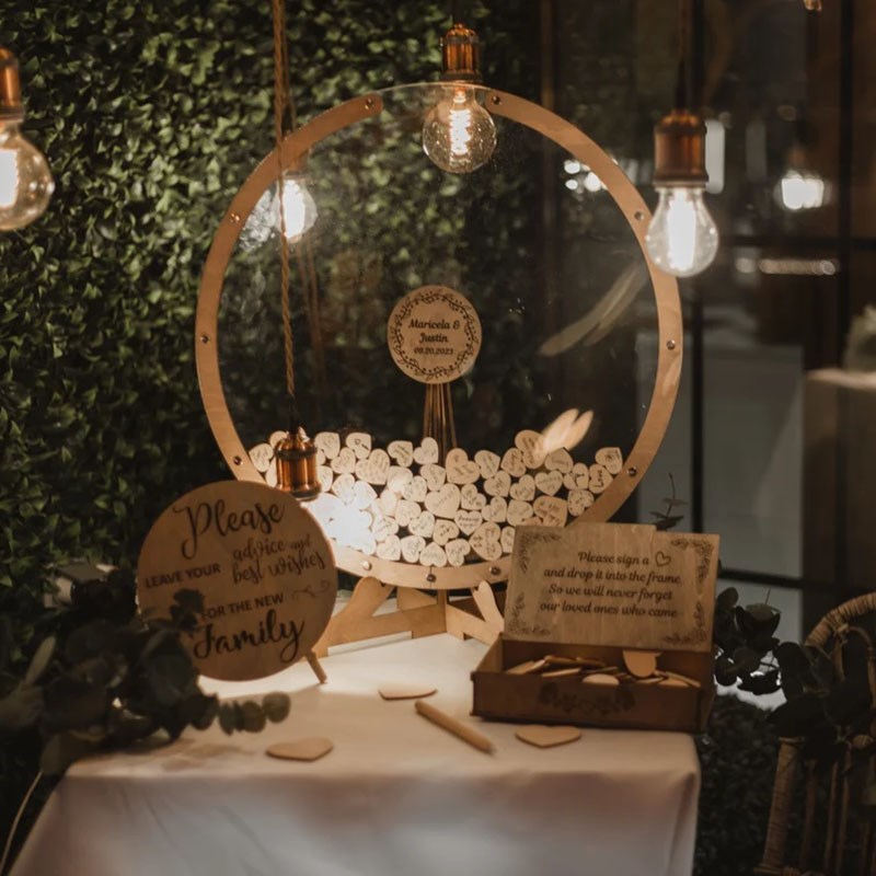 稻草兔兔复古欧式婚礼庆爱心签名签到框台签名册创意宾客留言簿
