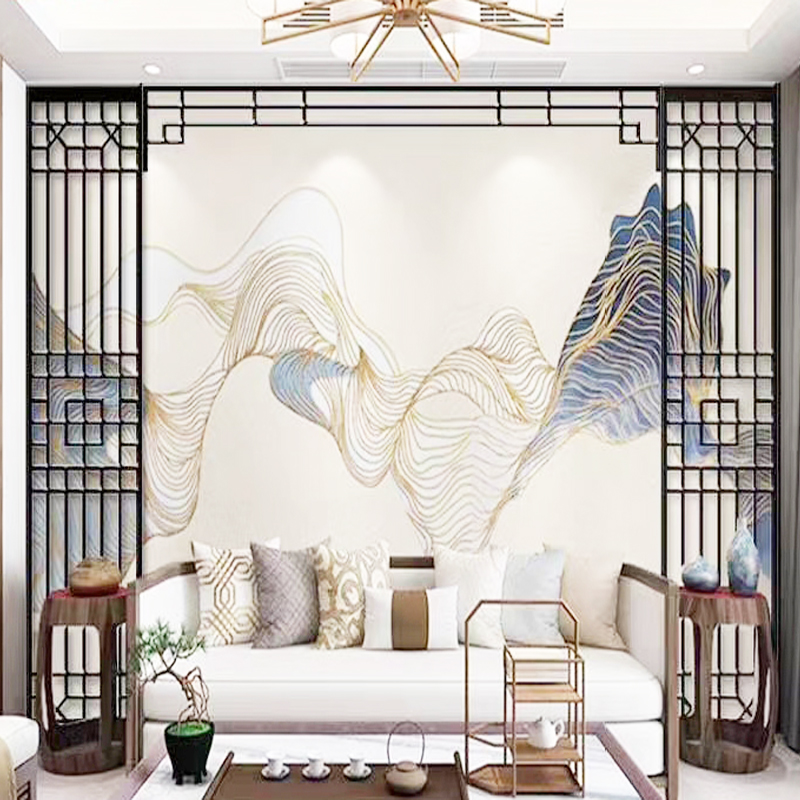 电视背景墙装饰定制客厅边框腰线吊顶实木墙壁花格镂空中式雕花板