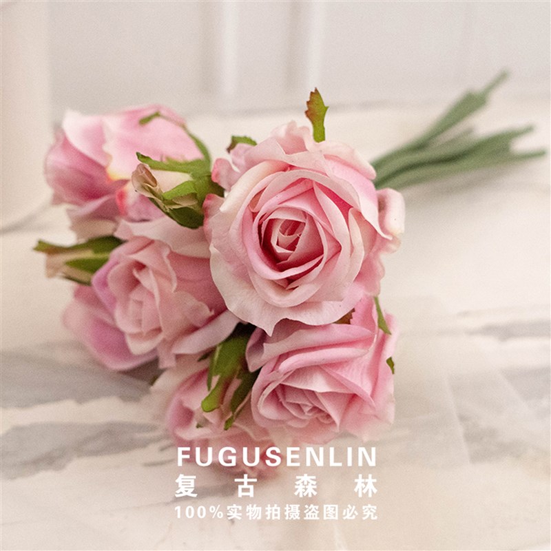仿真保湿手感玫瑰假花绢花家居装饰陈设婚庆餐桌花艺师手捧花素材