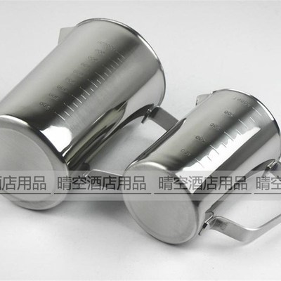 特厚0不锈钢量杯带凸刻度L 耐高温量杯 尖嘴量筒量水杯00