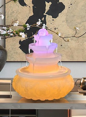 流水生财摆件循环水招财景观客厅桌面喷泉造景公司开业聚宝盆装饰