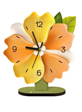 客厅装饰静音桌面摆件创意花朵家用钟表新款时钟摆台卧室台式钟
