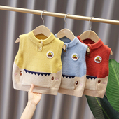 儿童毛衣背心保暖婴儿马甲春秋冬男宝宝洋气卡通针织外穿线衣马夹