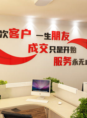 办公室墙面装饰墙贴公司企业文化背景墙布置3d立体亚克力励志标语