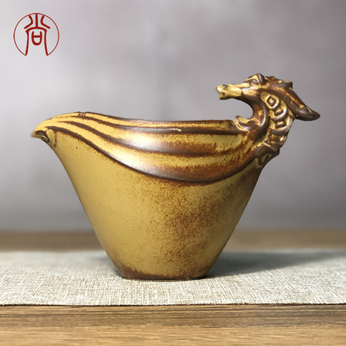 粗陶窑变公道杯复古分茶器陶瓷杯子日式公杯家用隔热仿古功夫茶具