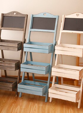 美式乡村阳台多肉花架多层落地置物架摆件创意门店门口软装饰品