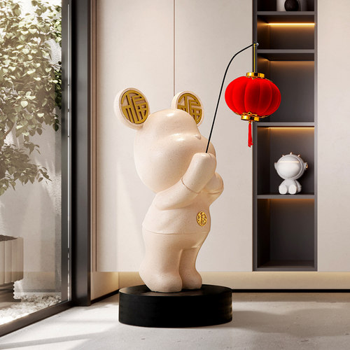 暴力熊客厅大型落地电视柜装饰沙发旁边茶几摆设乔迁新居礼品