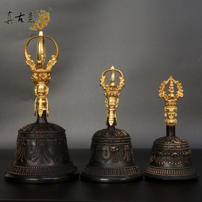 真古意 铜金刚铃杵修行法器黄铜五股响铃杵如法手工法器