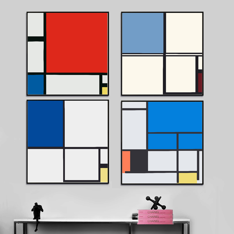 蒙德里安 红黄蓝DIY数字油画抽象客厅装饰画填充卧室油彩画画