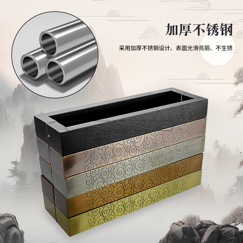 中式玻璃门把手大门拉手古铜定制刻字不锈钢祥云高档饭店包厢拉手