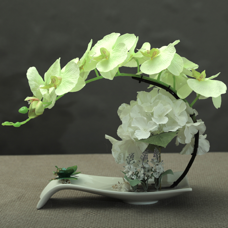 蝴蝶兰假花盆栽欧式仿真花艺套装家居客厅装饰花玄关餐桌盆景摆件